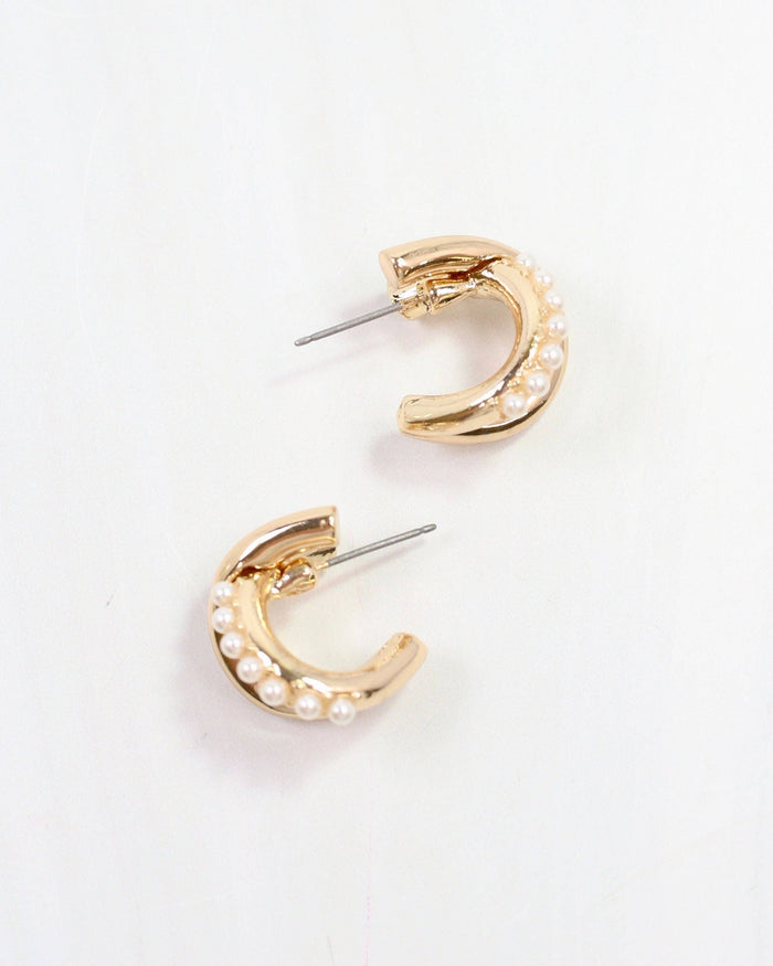 Coleridge Criss Cross Hoop Earring Pearl: Default