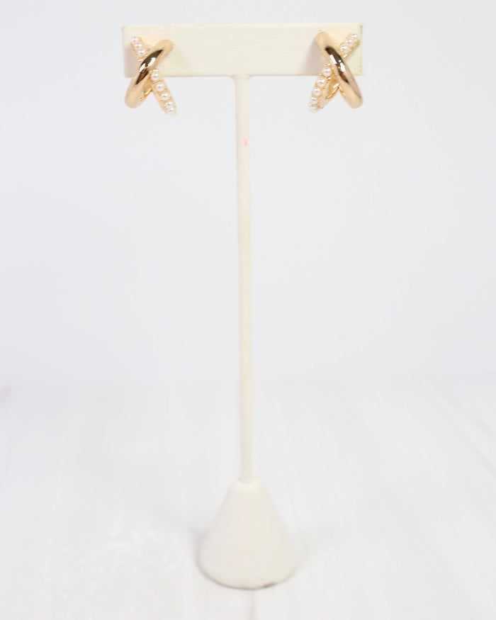 Coleridge Criss Cross Hoop Earring Pearl: Default
