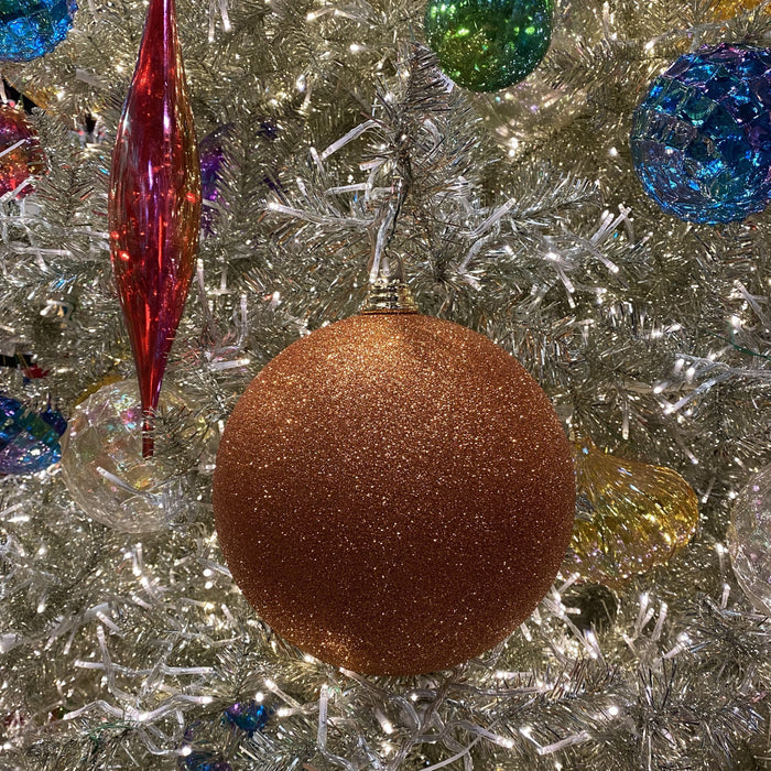 Copper Glitter Ball Ornament, 4"