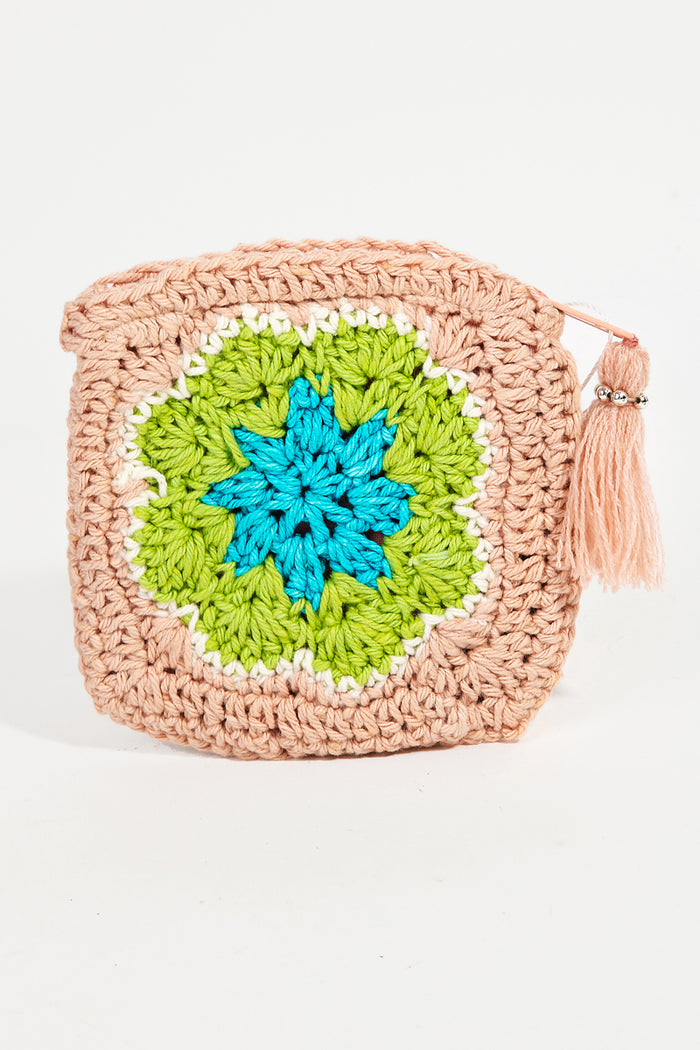 Crochet Knit Flower Coin Purse