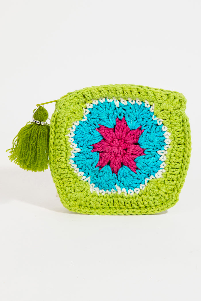 Crochet Knit Flower Coin Purse