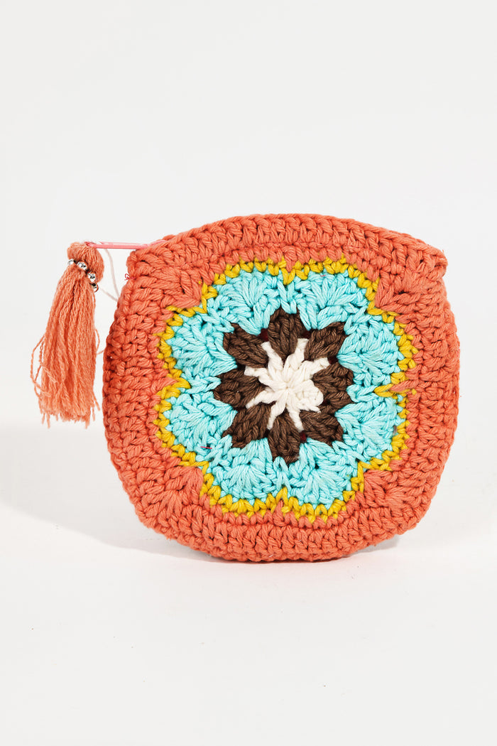 Crochet Knit Flower Coin Purse