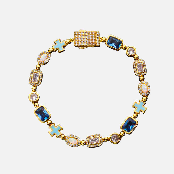Cross & Opal Bracelet - Gold