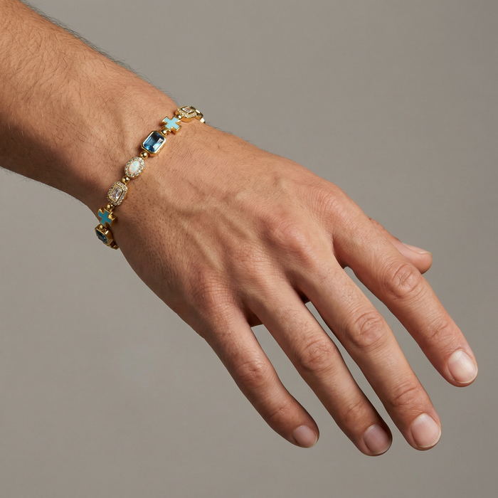 Cross & Opal Bracelet - Gold