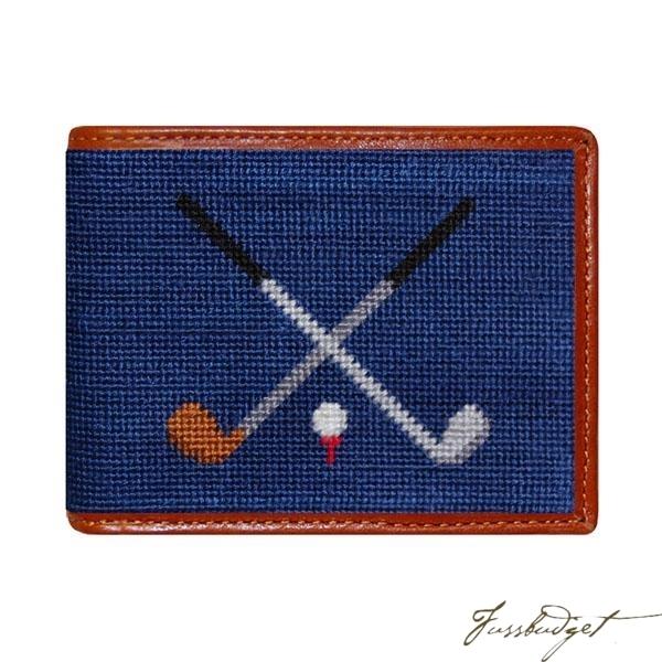 Crossed Clubs Needlepoint Bi-Fold Wallet