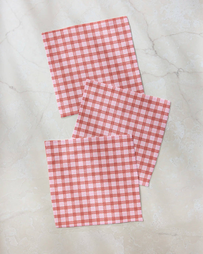 Cupid's Plaid Dishcloth Set
