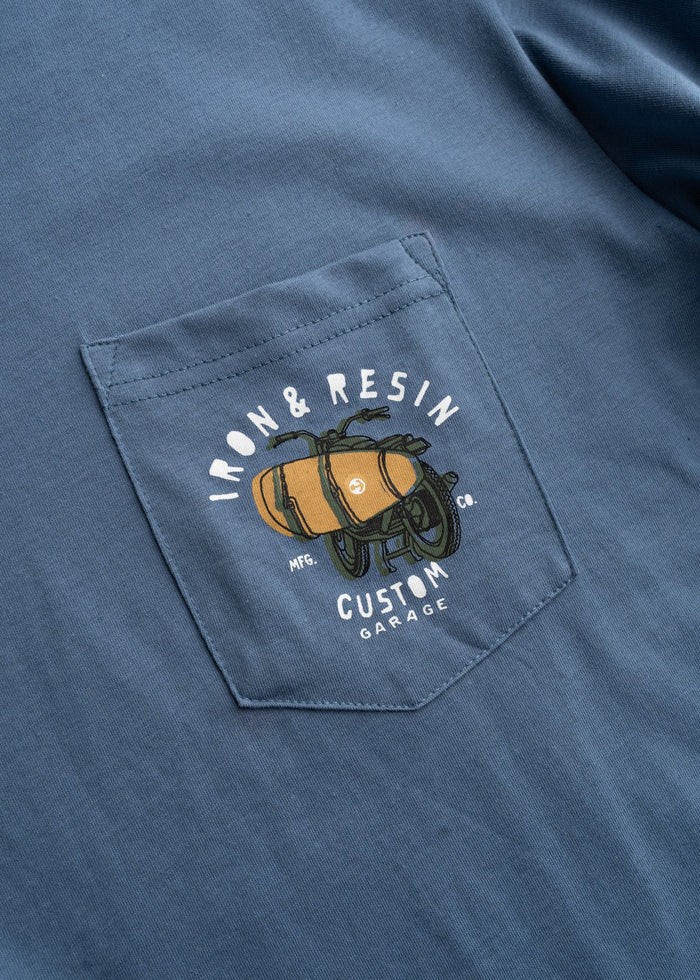 Custom Garage Pocket Tee | Sky Blue | Iron & Resin