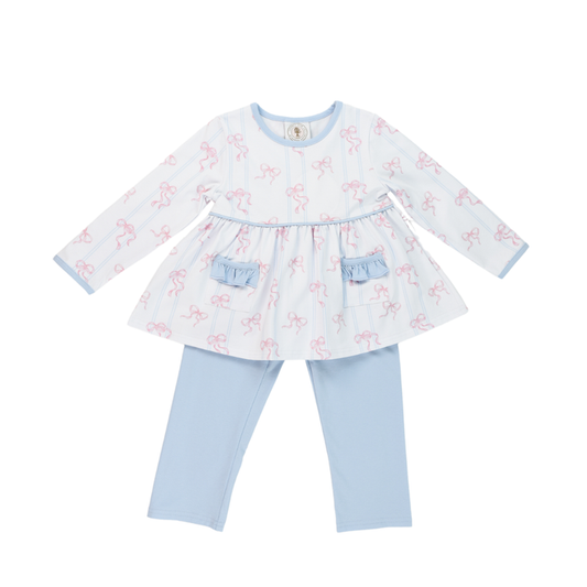 Cypress Row Bowtiful Girls Londyn Legging Set-Blue