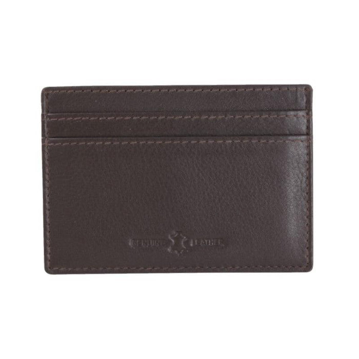 David Aster Amos Brown RFID Lined Leather Credit Card Holder - Theodore Designs