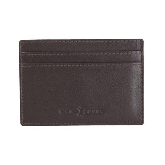 David Aster Amos Brown RFID Lined Leather Credit Card Holder - Theodore Designs