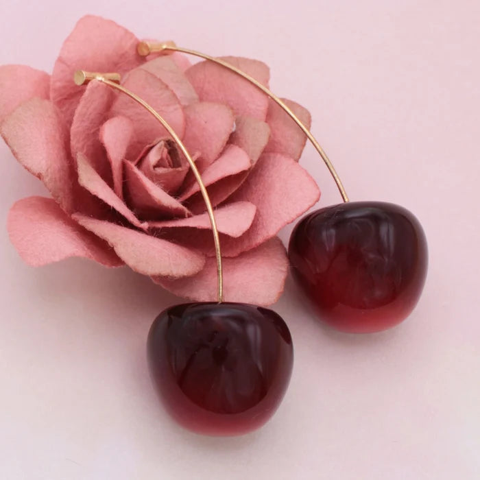 Deep Red Cherry Earrings