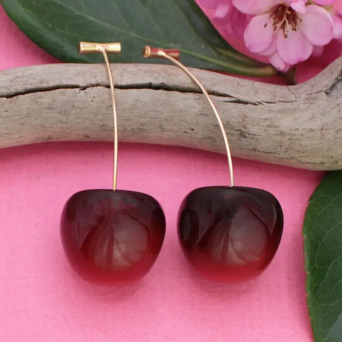 Deep Red Cherry Earrings