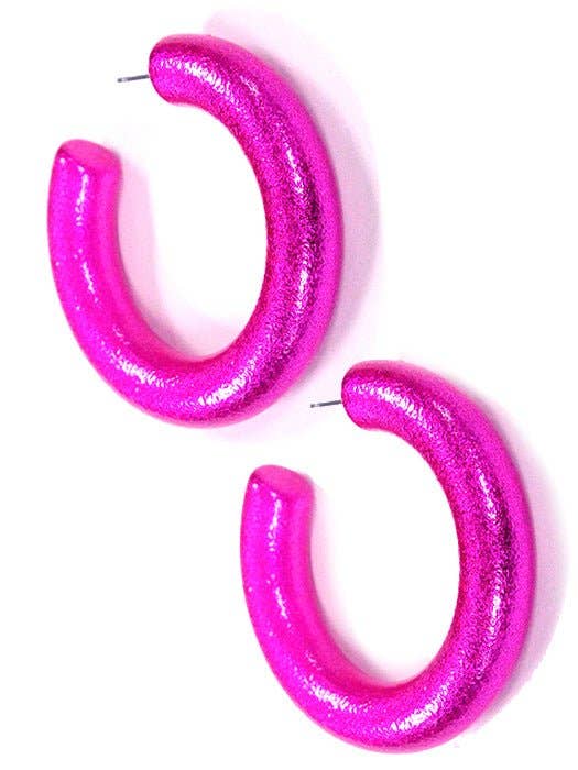 Dory C Shape Hoop Earrings: Fuchsia