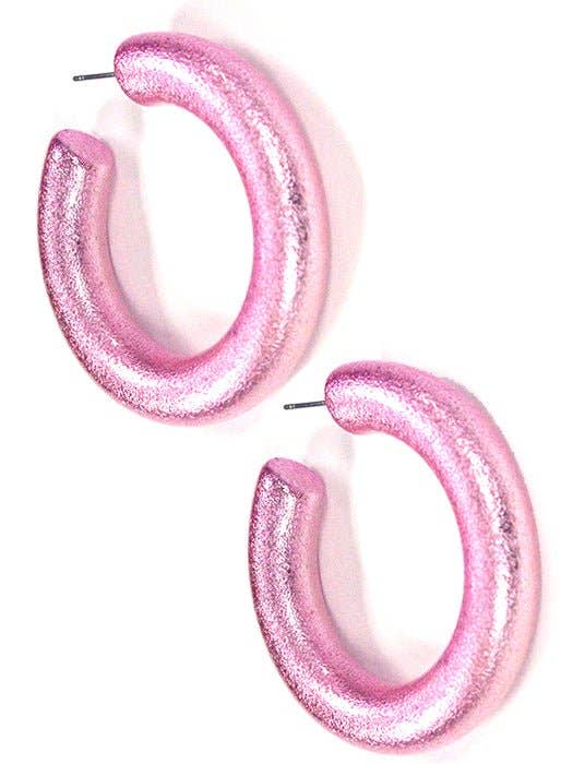 Dory C Shape Hoop Earrings: Fuchsia