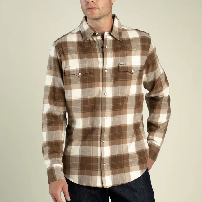 Durango Flannel Pearlsnap Shirt | Woodrow Plaid : Saddle | Sendero Provisions Co