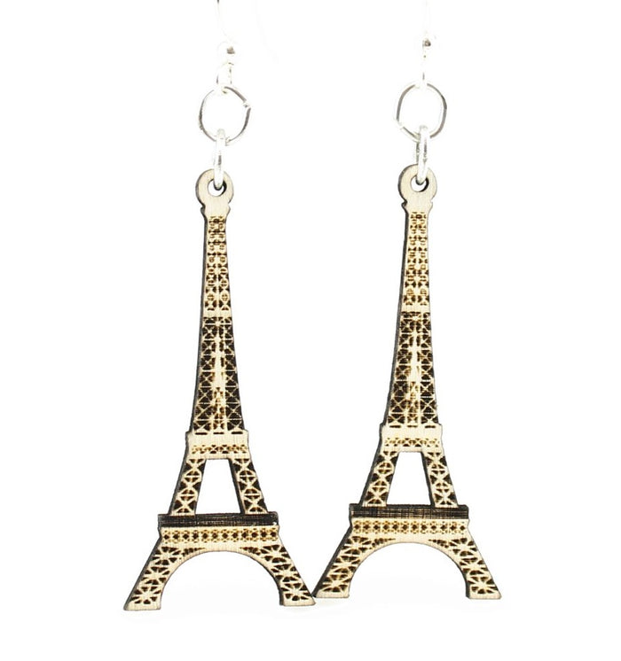 Eiffel Tower earrings with lattice detail, eco-friendly jewelry made in USA