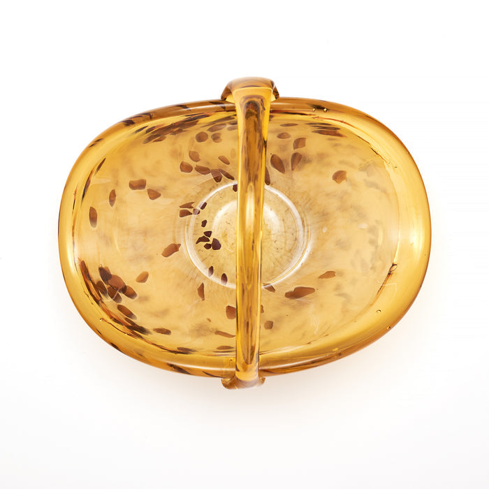 Elegant Venetian Glass Basket/Bowl in Amber and White - In Stock