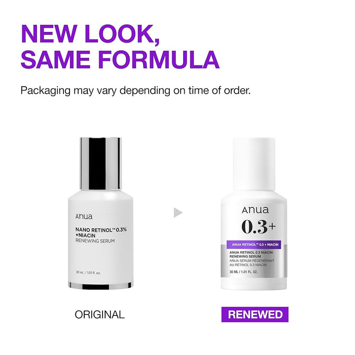 Anua Nano Retinol 0.3% + Niacin Renewing Serum 30ml أنوا نانو ريتينول 0.3٪ + سيروم تجديد النياسين - Princess Cosmetics Qatar
