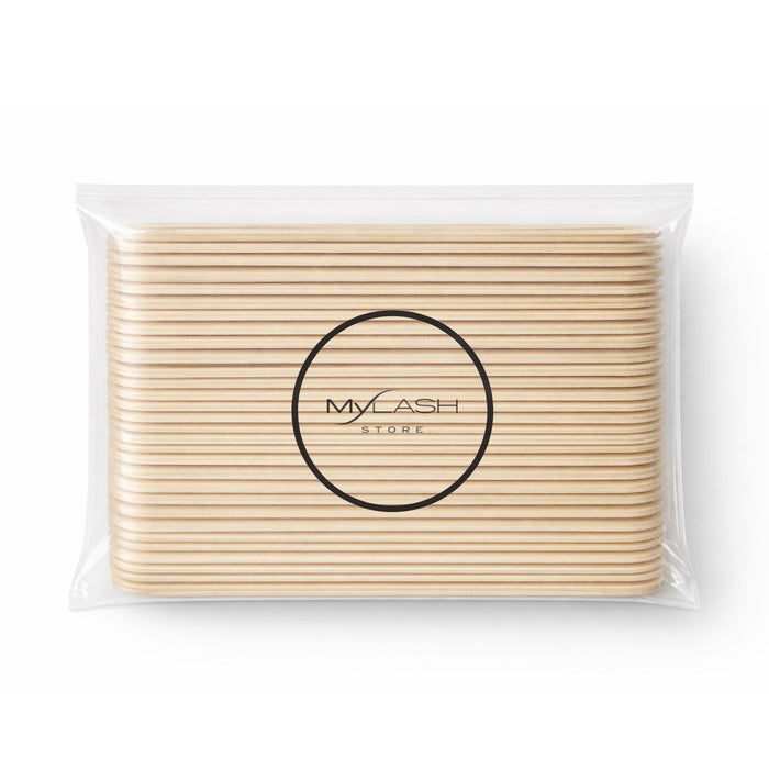 eyebrow wax spatulas in pack of 100 with my lash store logo
