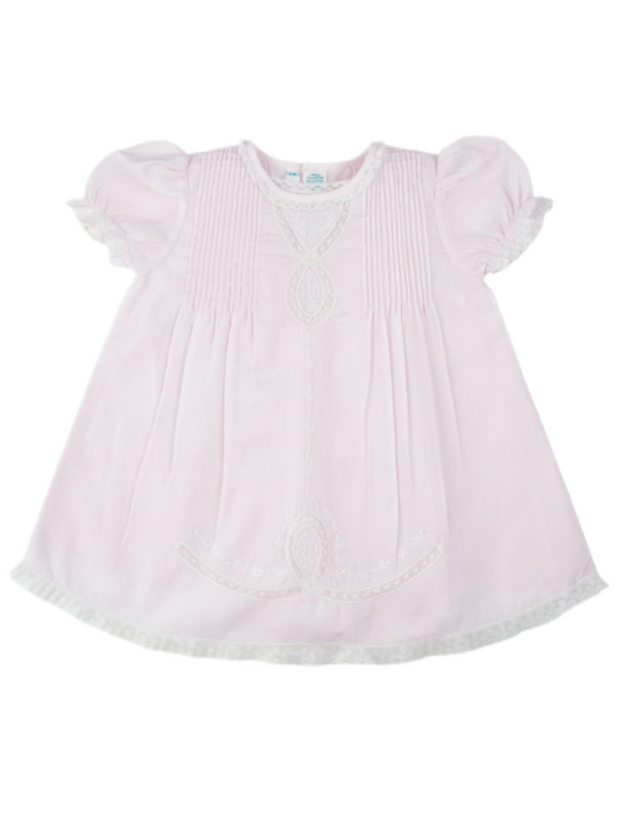 Feltman Lace Ribbon Slip Dress-Pink