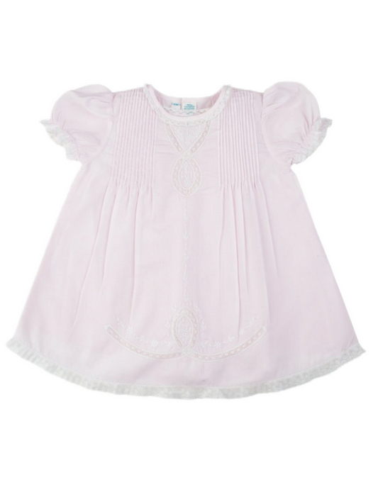 Feltman Lace Ribbon Slip Dress-Pink