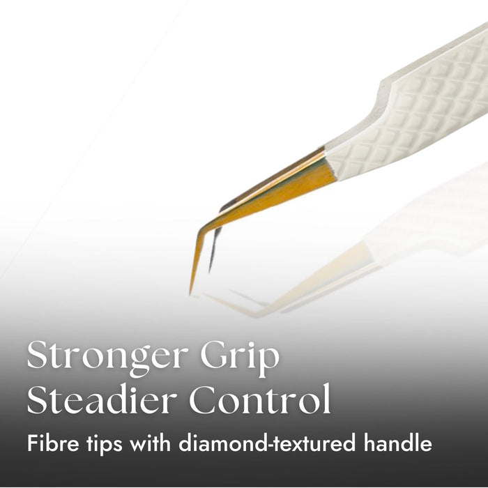 Fibre Tip 45 Degree Lash Tweezers for Strong Grip & Steadier Control
