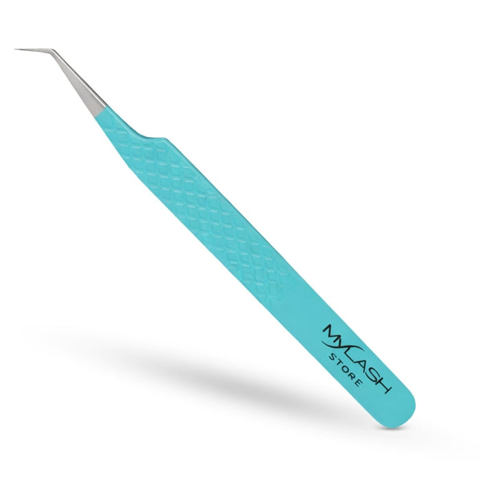 Fibre Tip 45 Degree Lash Tweezers in Teal