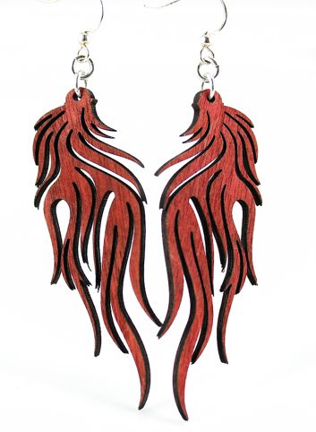 Flame earrings with flickering shape, eco-friendly laser-cut jewelry made in USA