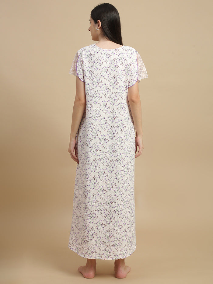 Floral peach women's nightwear dresses in bamboo fabric