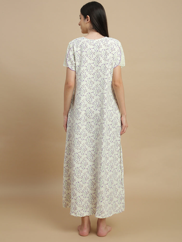Floral yellow women's nightwear dresses in bamboo fabric