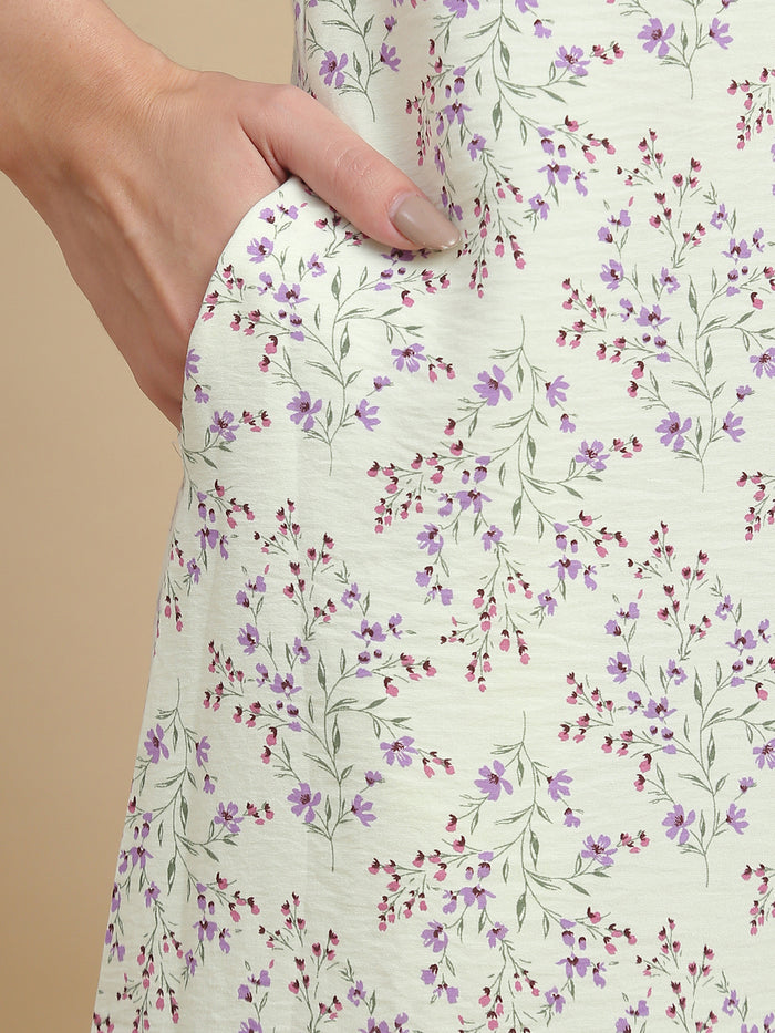 Floral yellow women's nightwear dresses in bamboo fabric