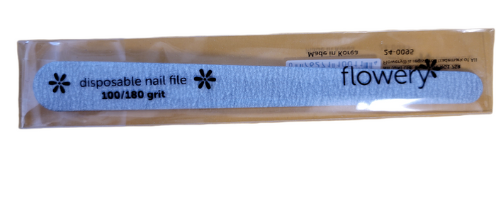 Flowery – Disposable Nail File Tapered Wood Core Silver 100/180 grit - 100ct/box