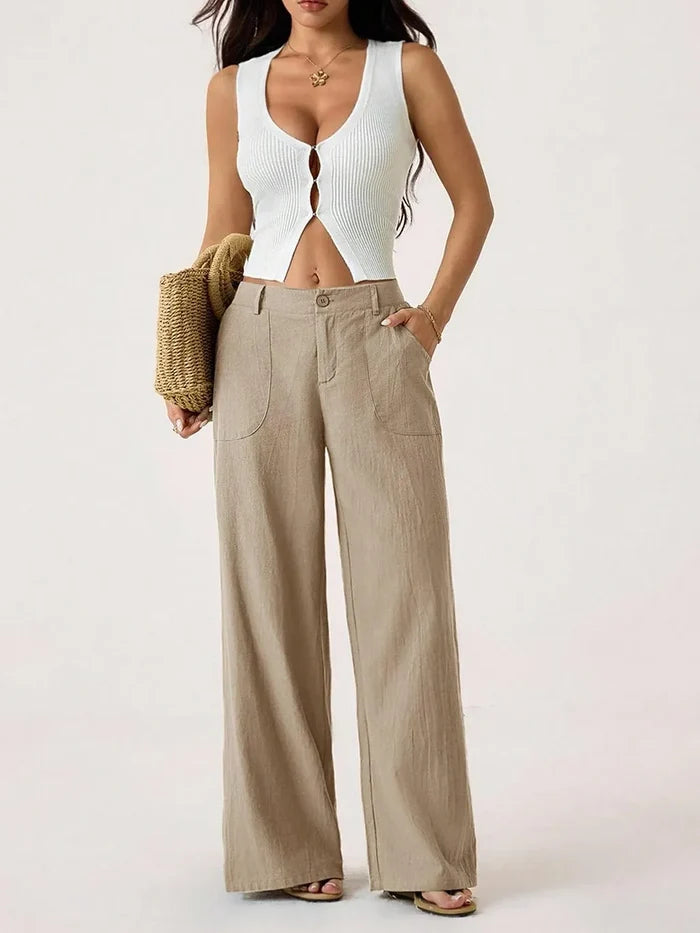 FRANCESCA - Women’s Wide-Leg Linen Pants