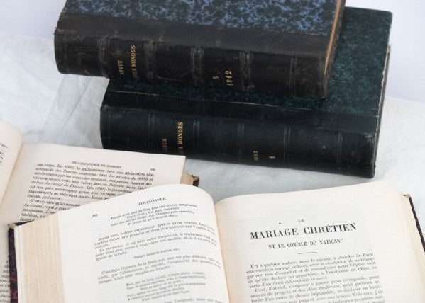 French Antique Leather Bound Books