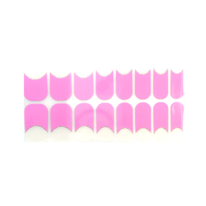 French Tips - Pink Silver Halo Nail Wraps