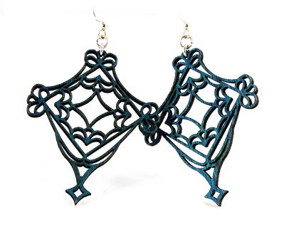Fretwork lattice cut-out earrings, eco-friendly laser-cut jewelry made in USA