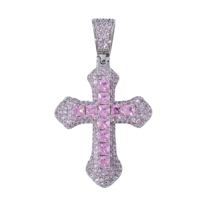 Frosty Cross Pendants - Pink