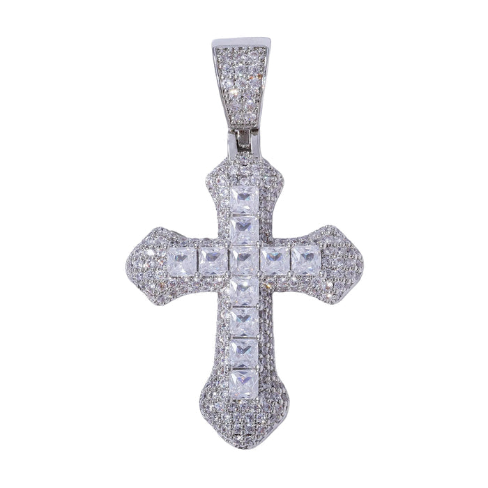 Frosty Cross Pendants - Silver