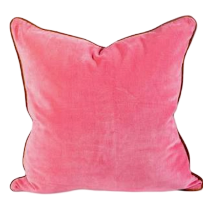 Furbish velvet pillow, pink and rust throw pillow, cotton velvet accent pillow, large decorative pillow with insert, modern velvet cushion, hidden zipper velvet pillow, boho luxe pillow decor, Indian velvet pillow, soft velvet home accessory, colorblock velvet pillow