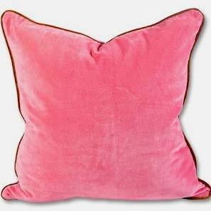 Furbish velvet pillow, pink and rust throw pillow, cotton velvet accent pillow, large decorative pillow with insert, modern velvet cushion, hidden zipper velvet pillow, boho luxe pillow decor, Indian velvet pillow, soft velvet home accessory, colorblock velvet pillow