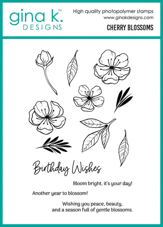 Gina K. Designs - BUNDLE - Stamp, Die Set & Stencil - Cherry Blossom. Available at Embellish Away located in Bowmanville Ontario Canada.