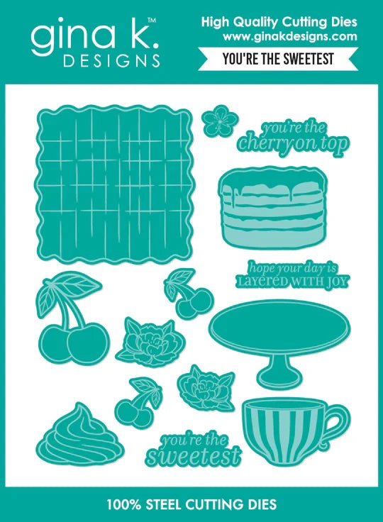 Gina K. Designs - BUNDLE - Stamp, Die & Stencil Set - You're the Sweetest. Set by Lisa Hetrick. Available at Embellish Away in Bowmanville Ontario Canada.