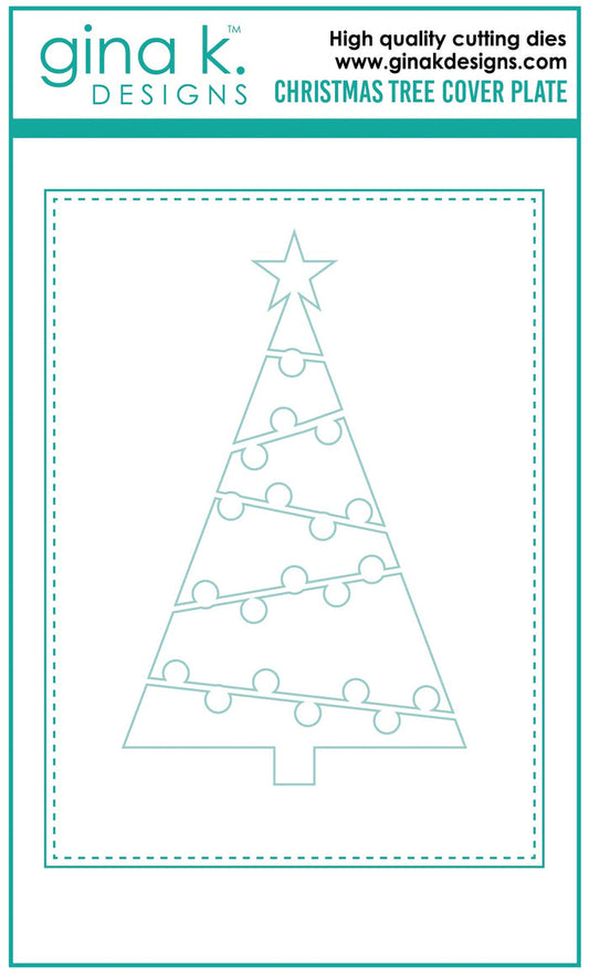 Gina K. Designs - Cover Plate Die - Christmas Tree. These dies are compatible with most die cutting machines.  Follow the manufacturer's instructions for your specific machine for cutting wafer thin dies. Available at Embellish Away located in Bowmanville Ontario Canada.