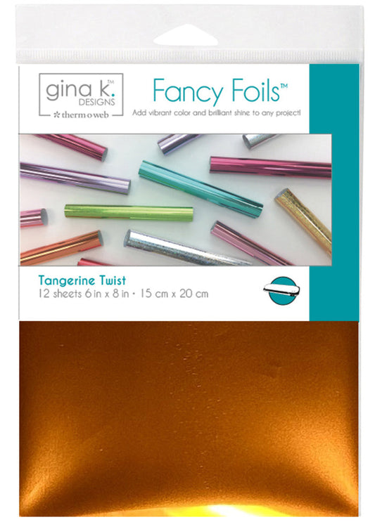 Gina K Designs - Fancy Foil 6"X8" - 12/Pkg - Tangerine Twist. Add sparkle and shine with Fancy Foils. Available at Embellish Away located in Bowmanville Ontario.