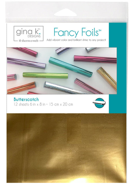 Gina K Designs - Fancy Foil 6"X8" - 12/Pkg - Butterscotch. Add sparkle and shine with Fancy Foils. Available at Embellish Away located in Bowmanville Ontario.