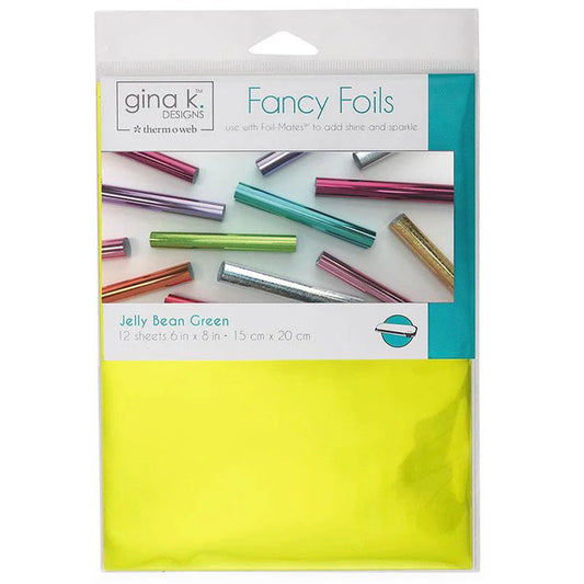 Gina K Designs - Fancy Foil 6"X8" - 12/Pkg - Jelly Bean Green. Add sparkle and shine with Fancy Foils. Available at Embellish Away located in Bowmanville Ontario.