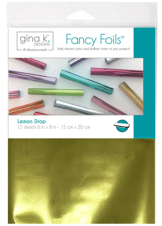 Gina K Designs - Fancy Foil 6"X8" - 12/Pkg - Lemon Drop. Add sparkle and shine with Fancy Foils. Available at Embellish Away located in Bowmanville Ontario.