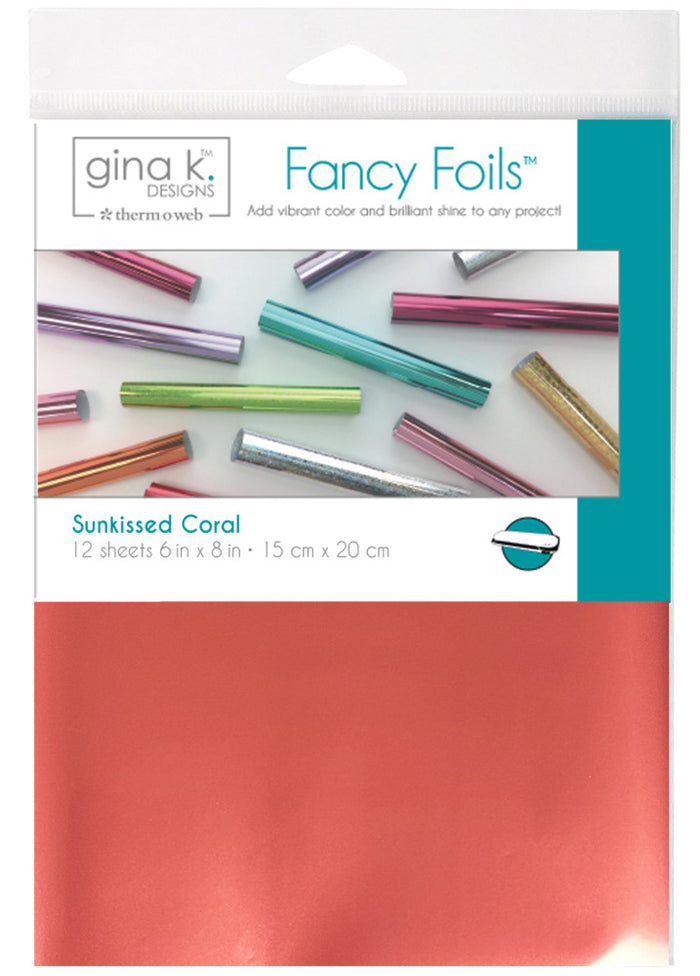 Gina K Designs - Fancy Foil 6"X8" - 12/Pkg - Sunkissed Coral Matte Finish. Add sparkle and shine. Available at Embellish Away located in Bowmanville Ontario.