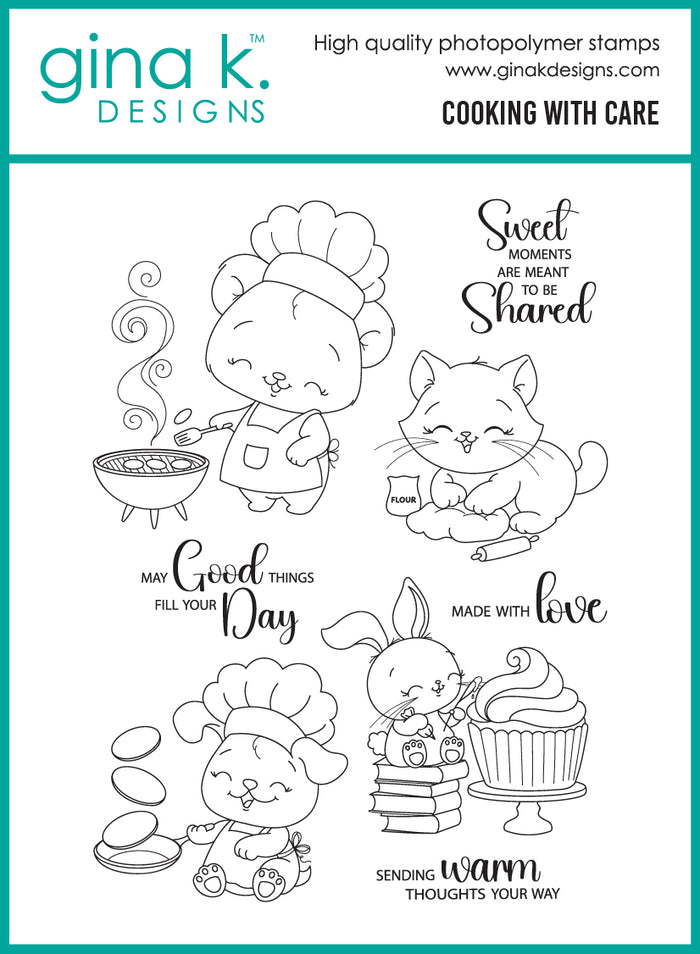 Gina K. Designs - Stamp & Die Set - Cooking with Care. Set by Dina Gerner. At Embellish Away in Bowmanville Ontario Canada.