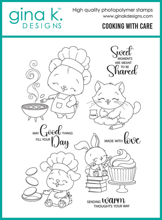 Gina K. Designs - Stamp & Die Set - Cooking with Care. Set by Dina Gerner. At Embellish Away in Bowmanville Ontario Canada.